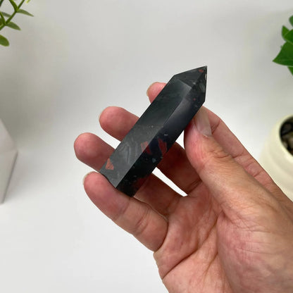 Natural African Bloodstone Tower with Red Inclusions