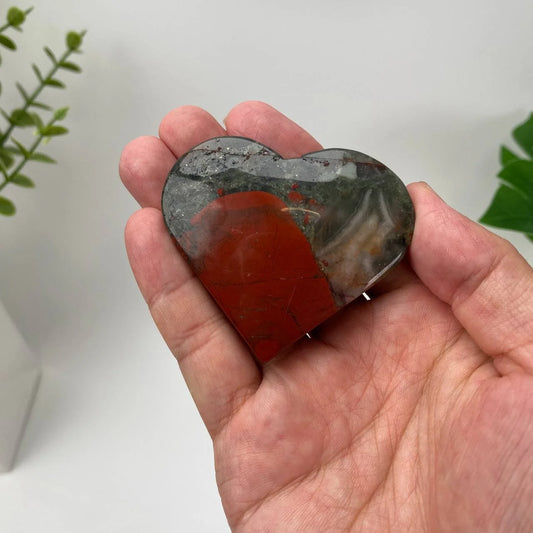 Natural African Bloodstone Deep Crimson Heart Carving