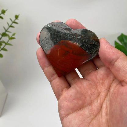 Natural African Bloodstone Deep Crimson Heart Carving