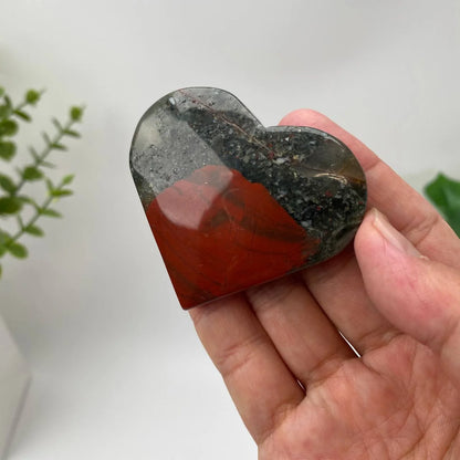 Natural African Bloodstone Deep Crimson Heart Carving
