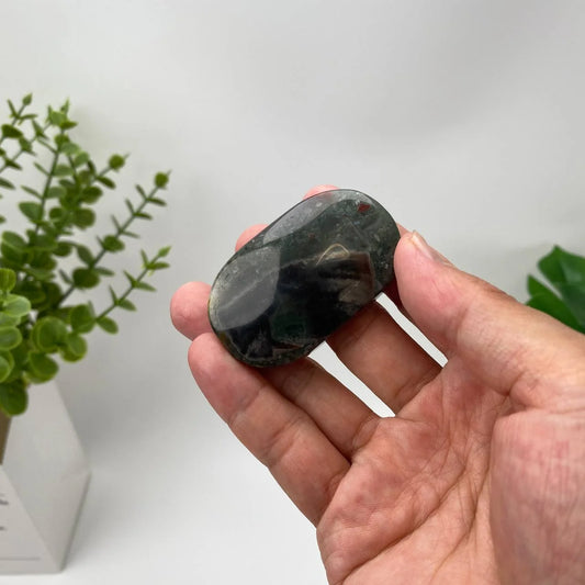 Natural African Bloodstone Red-Inclusion Palm Stone
