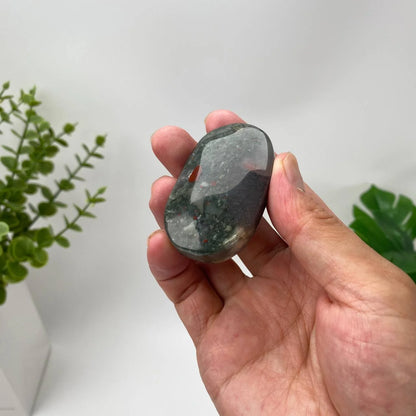 Natural African Bloodstone Red-Inclusion Palm Stone
