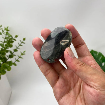Natural African Bloodstone Red-Inclusion Palm Stone