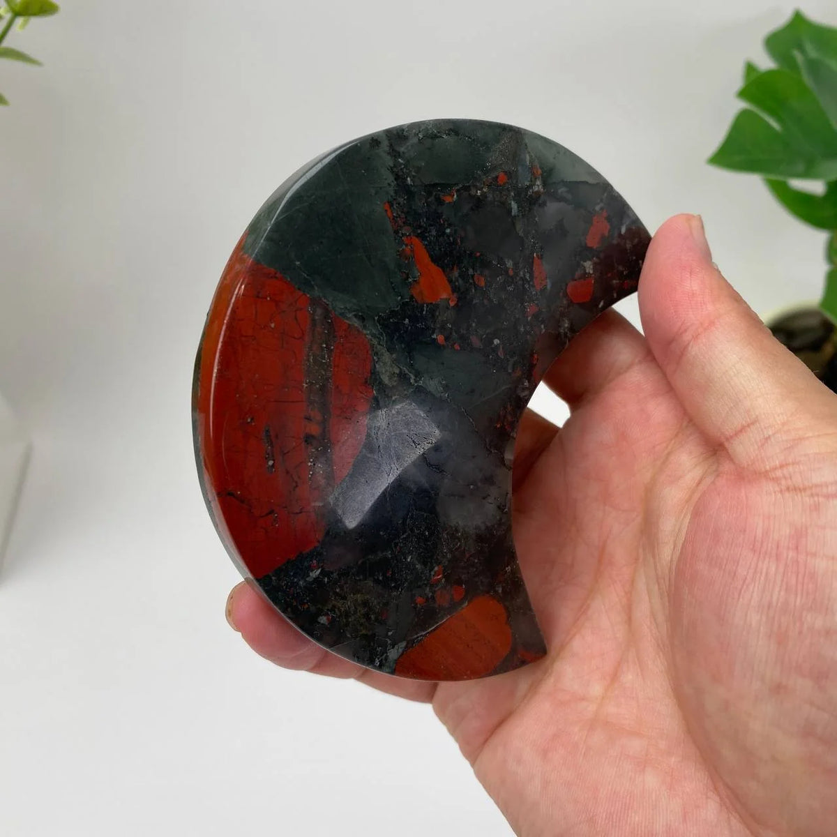 Natural African Bloodstone Crescent Moon Carving