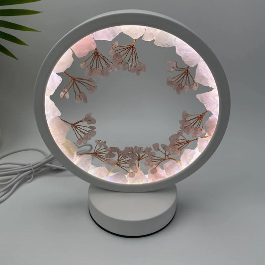 Natural Rose Quartz Bonsai Ring Lamp