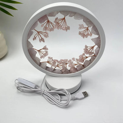 Natural Rose Quartz Bonsai Ring Lamp