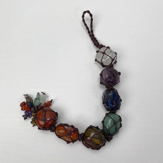 Natural Seven Chakra Mixed Crystals Macrame Hanging Ornament