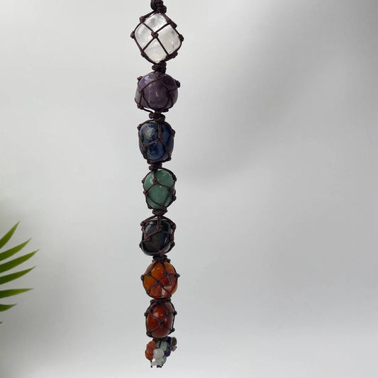 Natural Seven Chakra Mixed Crystals Macrame Hanging Ornament