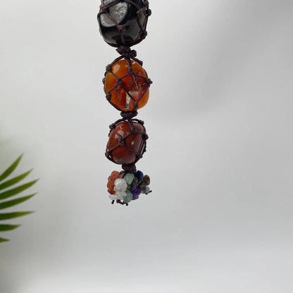 Natural Seven Chakra Mixed Crystals Macrame Hanging Ornament