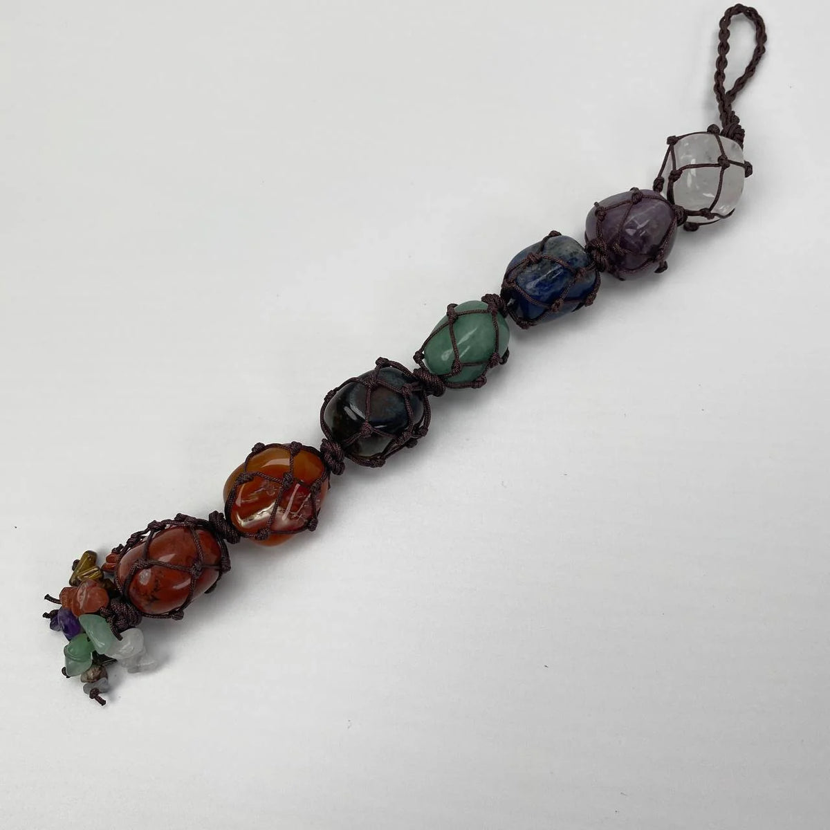 Natural Seven Chakra Mixed Crystals Macrame Hanging Ornament