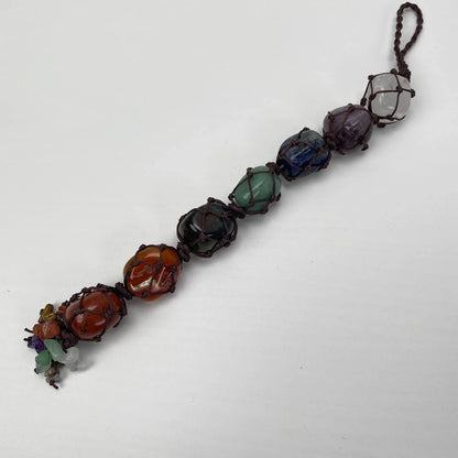 Natural Seven Chakra Mixed Crystals Macrame Hanging Ornament