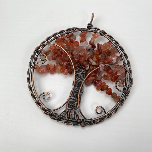 Natural Fire Quartz Twisted-Wire Tree Ornament