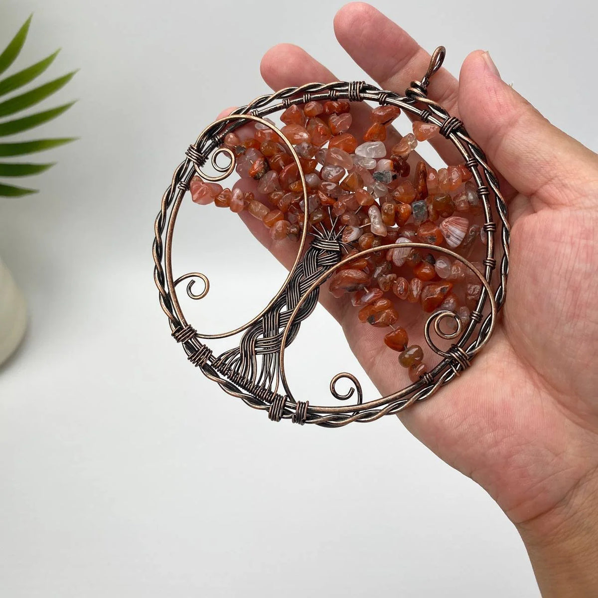 Natural Fire Quartz Twisted-Wire Tree Ornament
