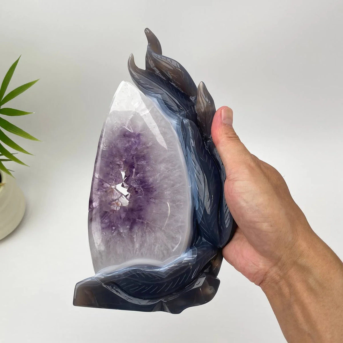 Natural Agate Amethyst Carved Nine-Tailed Fox