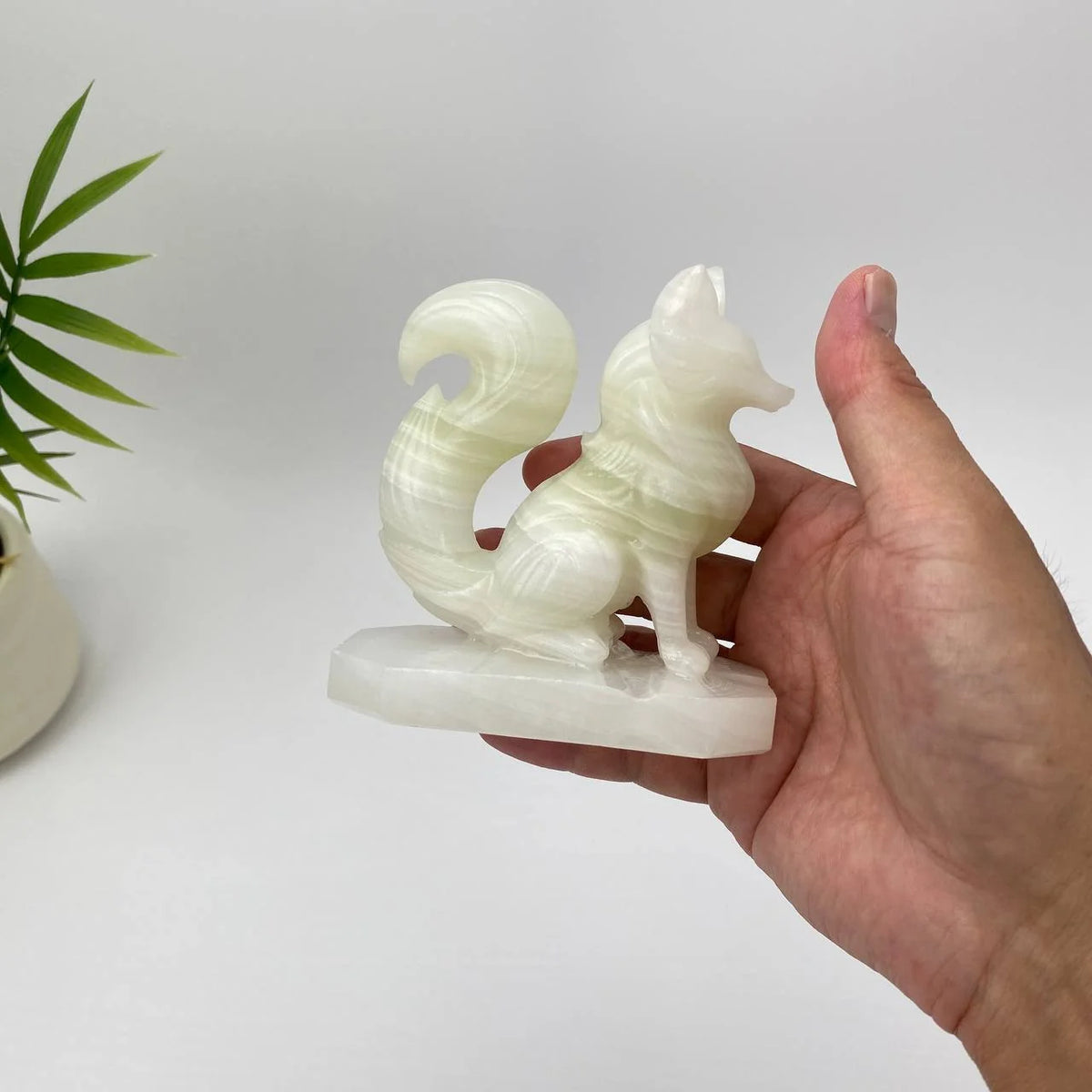 Natural Afghan White Jade Curled-Tail Fox
