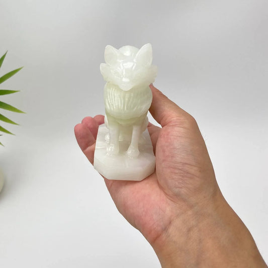 Natural Afghan White Jade Curled-Tail Fox