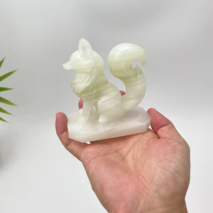 Natural Afghan White Jade Curled-Tail Fox