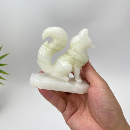 Natural Afghan White Jade Curled-Tail Fox