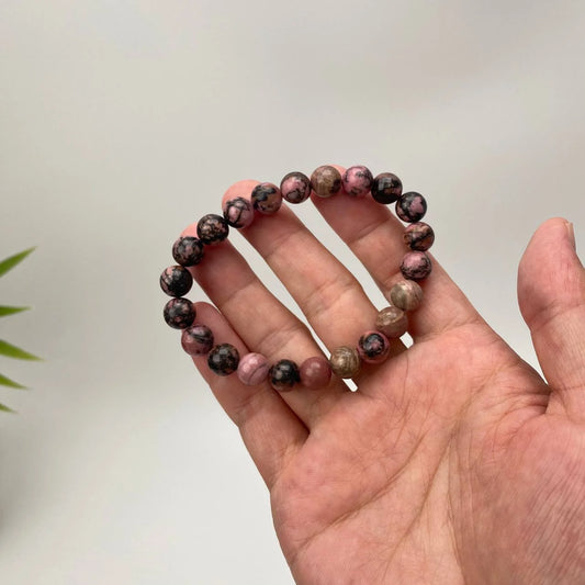 Natural Rhodonite Marbled Sphere Bracelet