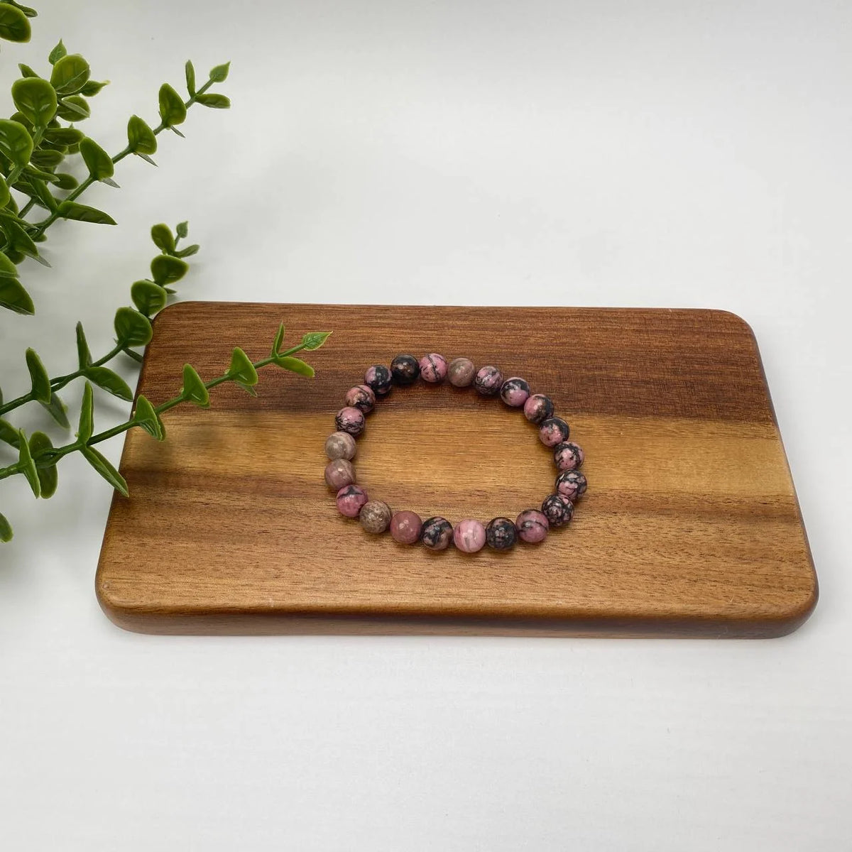 Natural Rhodonite Marbled Sphere Bracelet