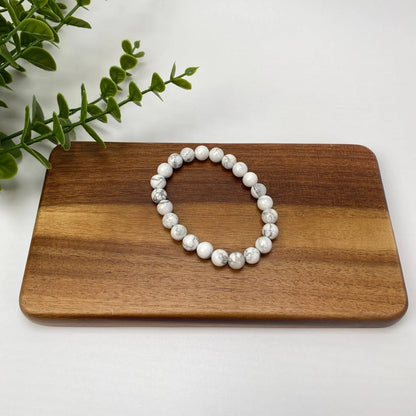 Natural Howlite Marble-Patterned Beaded Bracelet
