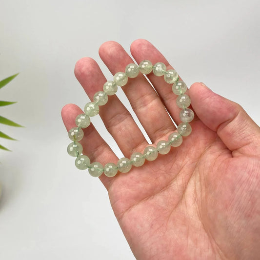 Natural Prehnite Sage Green Beaded Bracelet