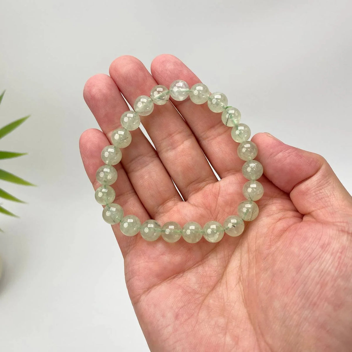 Natural Prehnite Sage Green Beaded Bracelet