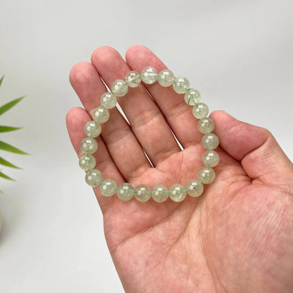 Natural Prehnite Sage Green Beaded Bracelet
