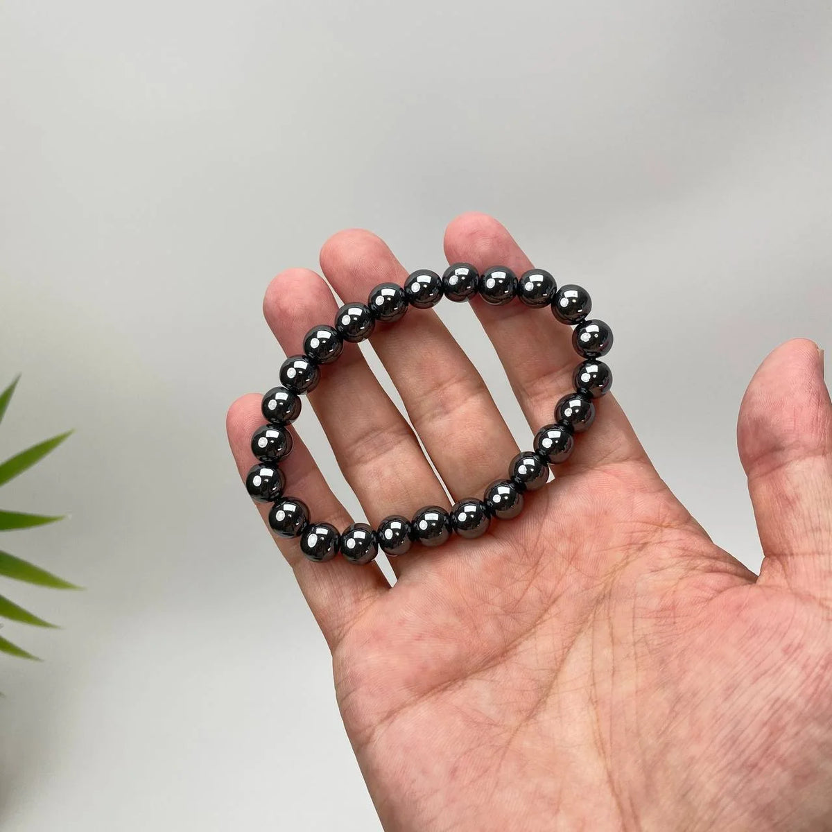 Natural Hematite Mirror-Shine Beaded Bracelet