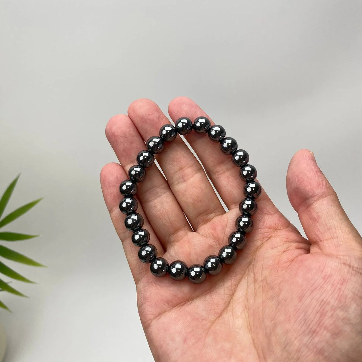 Natural Hematite Mirror-Shine Beaded Bracelet