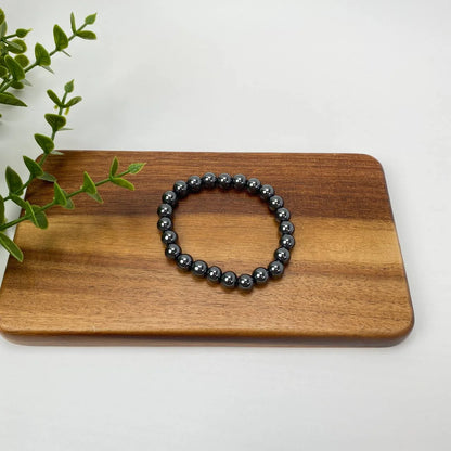 Natural Hematite Mirror-Shine Beaded Bracelet