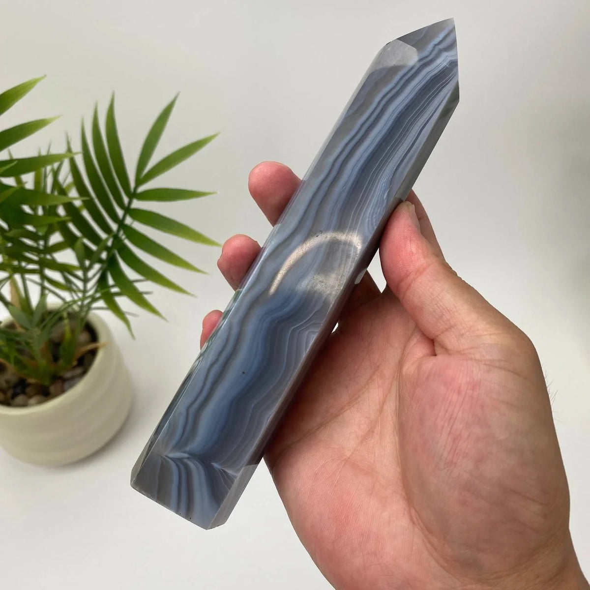 Natural Agate Wavy-Banded Tower