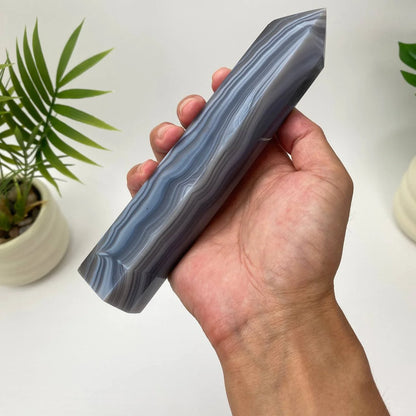 Natural Agate Wavy-Banded Tower