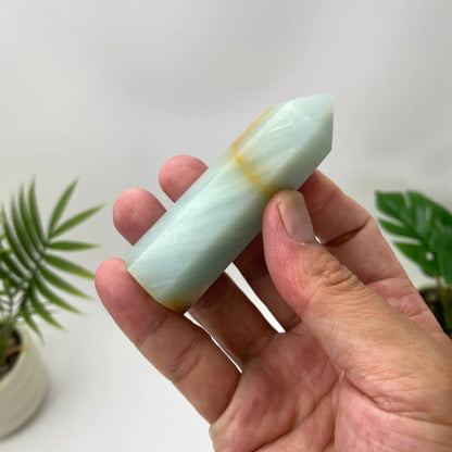 Natural Caribbean Calcite Golden-Banded Tower