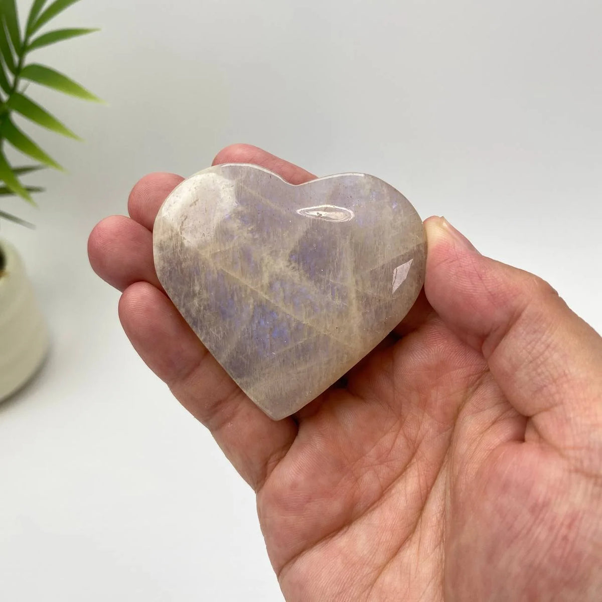Natural Moonstone Blue Adularescence Heart