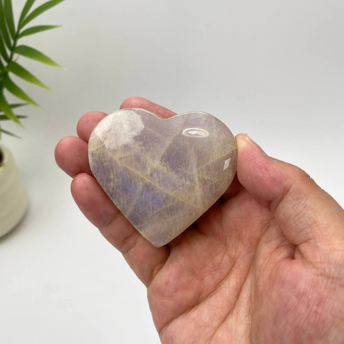 Natural Moonstone Blue Adularescence Heart