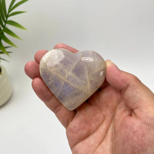 Natural Moonstone Blue Adularescence Heart