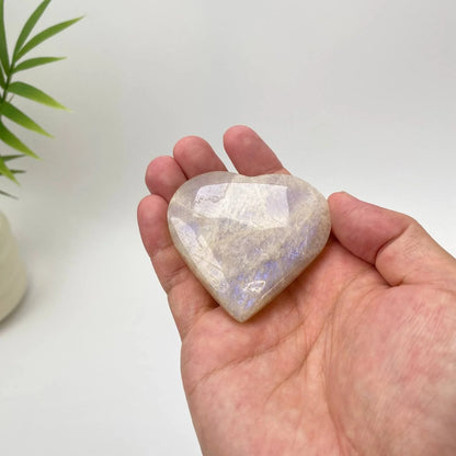 Natural Moonstone Blue Adularescence Heart