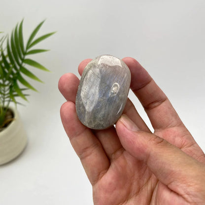 Natural Moonstone Soft Blue Flash Palm Stone