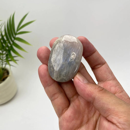 Natural Moonstone Soft Blue Flash Palm Stone