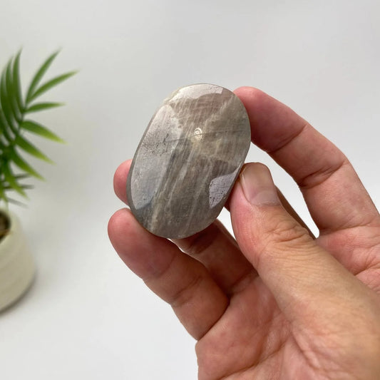 Natural Moonstone Soft Blue Flash Palm Stone