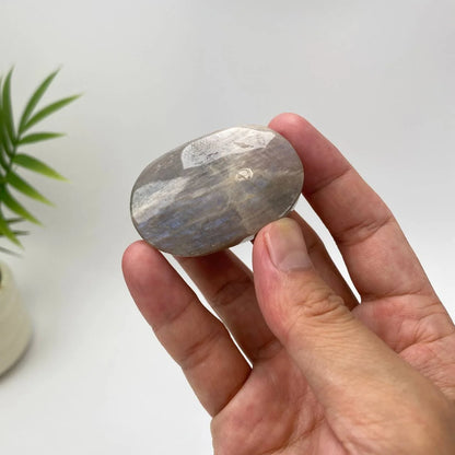 Natural Moonstone Soft Blue Flash Palm Stone