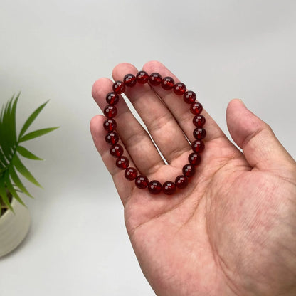 Natural Garnet Deep Red Beaded Bracelet