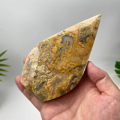 Natural Mexican Crazy Lace Agate Teardrop – Golden-Yellow