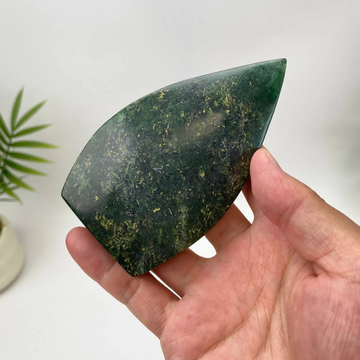 Natural Marbled Green Chrome Nephrite Jade Teardrop