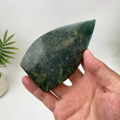 Natural Marbled Green Chrome Nephrite Jade Teardrop