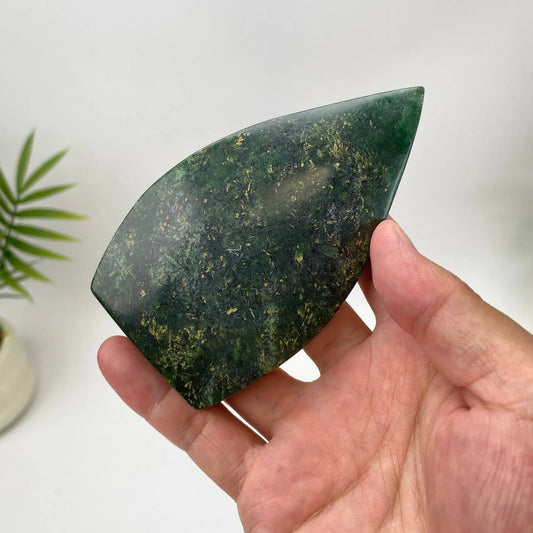 Natural Marbled Green Chrome Nephrite Jade Teardrop
