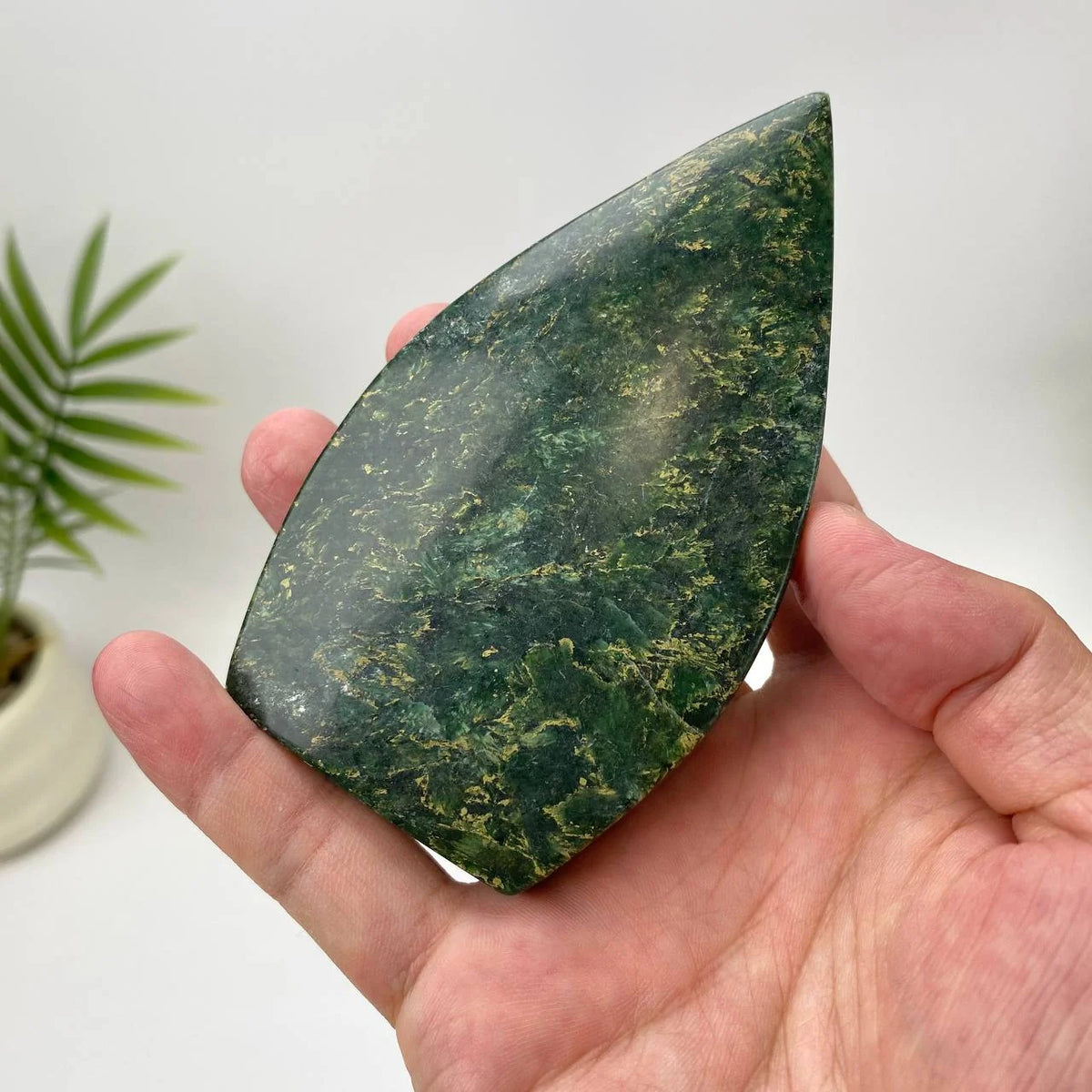 Natural Marbled Green Chrome Nephrite Jade Teardrop