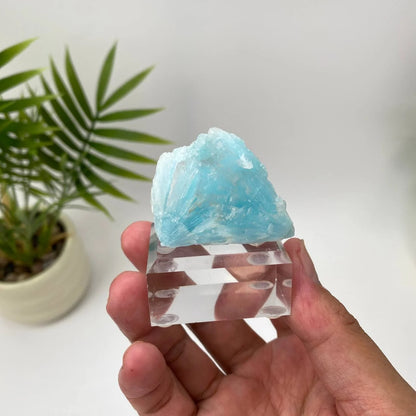 Natural Hemimorphite Crystal Specimen with Jagged Blue Formation with Stand