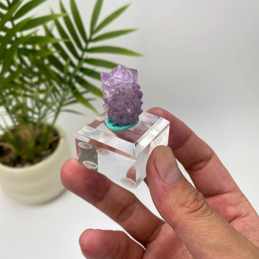 Natural Cactus Amethyst Teal-Base Specimen with Stand